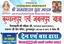 शाहदरा के श्री समवशरण युवा मंडल द्वारा कुंडलपुर एवं जबलपुर यात्रा का आयोजन